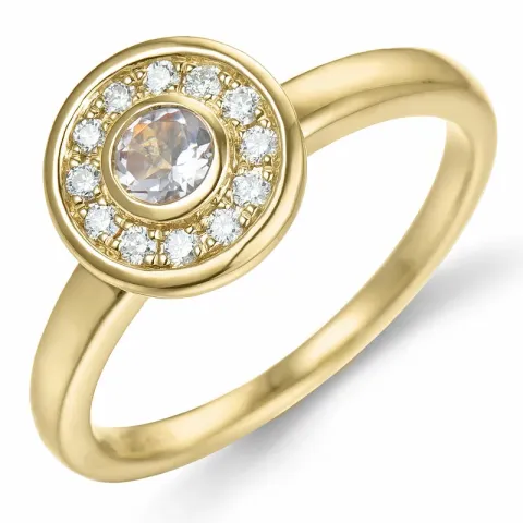 rund morganit brillantring i 14 karat guld 0,19 ct 0,132 ct