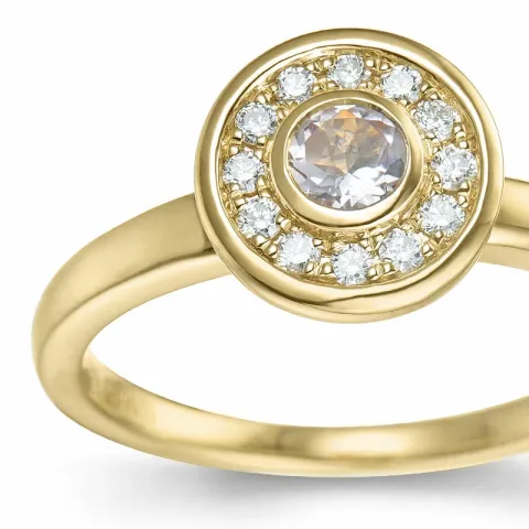 rund morganit brillantring i 14 karat guld 0,19 ct 0,132 ct