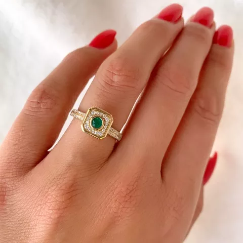 firkantet smaragd diamantring i 14 karat guld 0,22 ct 0,308 ct