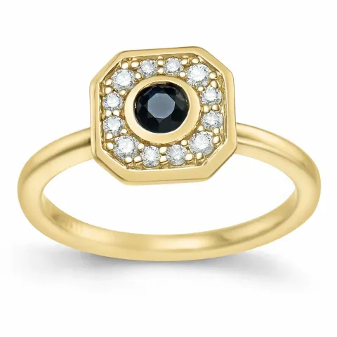 firkantet safir brillantring i 14 karat guld 0,306 ct 0,192 ct