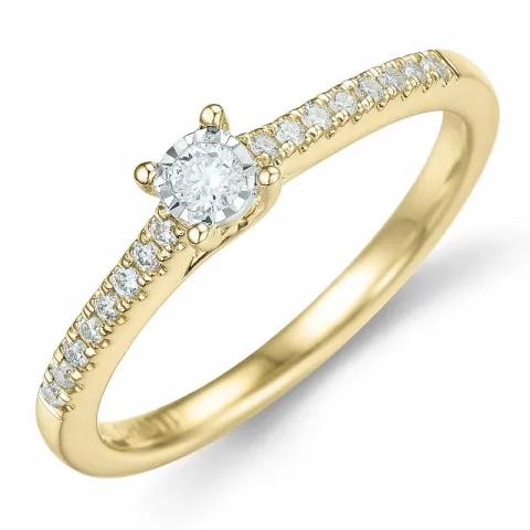 diamant ring i 14 karat guld.- og hvidguld 0,057 ct 0,102 ct