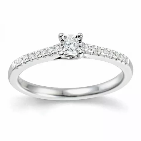 diamant ring i 14 karat hvidguld 0,057 ct 0,102 ct