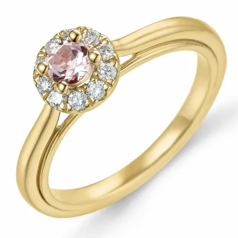 morganit diamantring i 14 karat guld 0,19 ct 0,15 ct