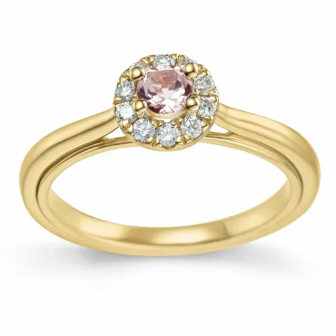 morganit diamantring i 14 karat guld 0,19 ct 0,15 ct