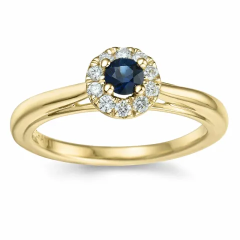 safir diamantring i 14 karat guld 0,306 ct 0,15 ct