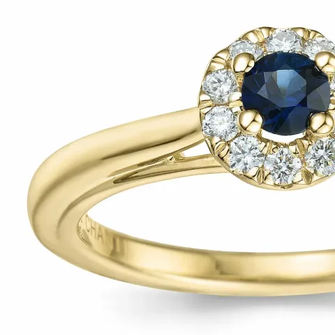 safir diamantring i 14 karat guld 0,306 ct 0,15 ct