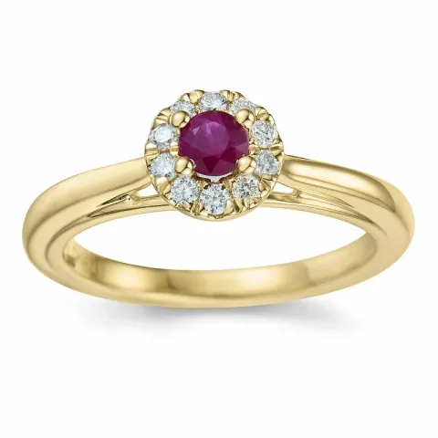 rubin diamantring i 14 karat guld 0,306 ct 0,15 ct