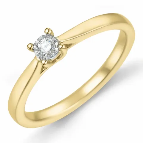 diamant solitairering i 14 karat guld 0,051 ct