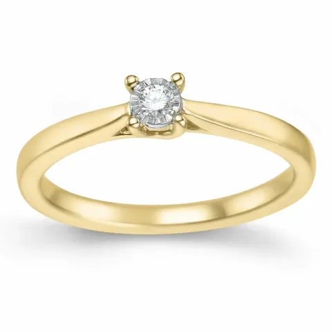 diamant solitairering i 14 karat guld 0,051 ct