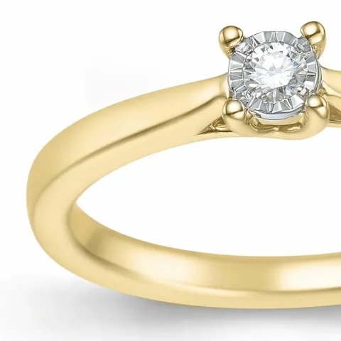 diamant solitairering i 14 karat guld 0,051 ct