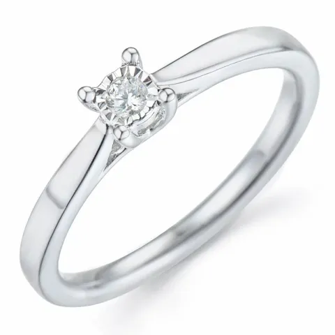 diamant solitairering i 14 karat hvidguld 0,051 ct