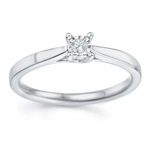 diamant solitairering i 14 karat hvidguld 0,051 ct