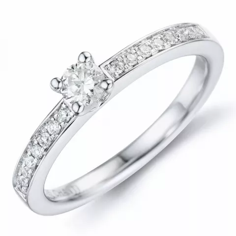diamant ring i 14 karat hvidguld 0,20 ct 0,136 ct