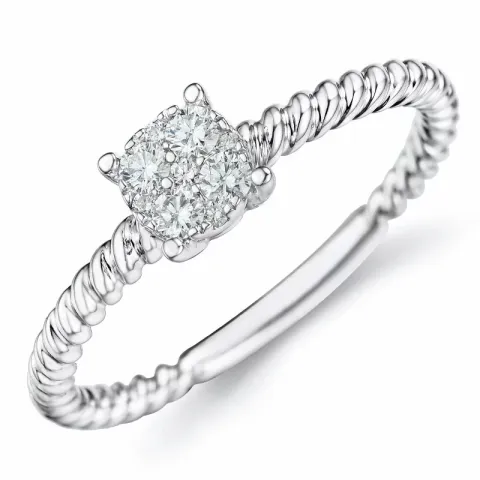 diamant ring i 14 karat hvidguld 0,17 ct