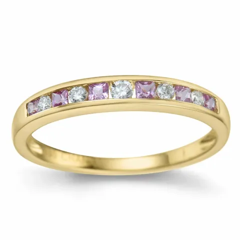 pink safir brillantring i 14 karat guld 0,109 ct 0,18 ct 0,06 ct