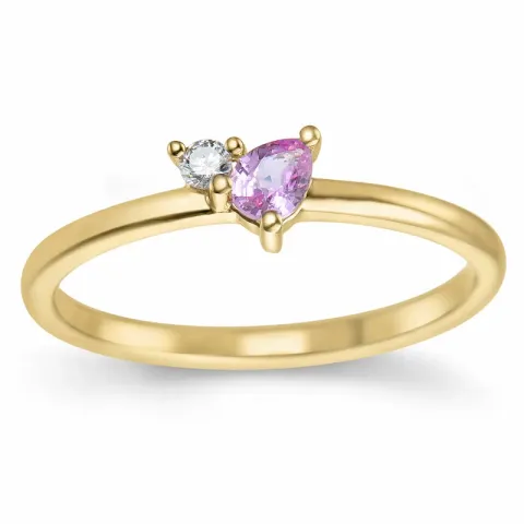 pink safir diamantring i 14 karat guld 0,04 ct 0,22 ct