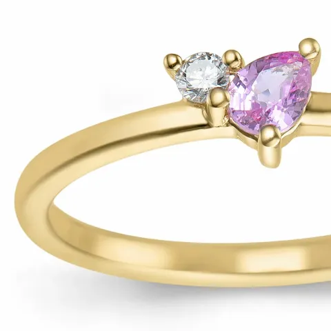 pink safir diamantring i 14 karat guld 0,04 ct 0,22 ct