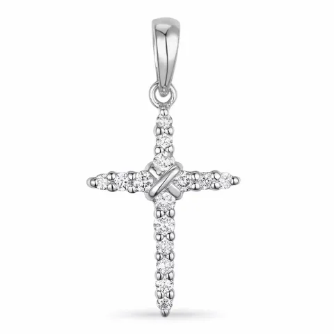kors diamant vedhæng i 14 karat hvidguld 0,15 ct