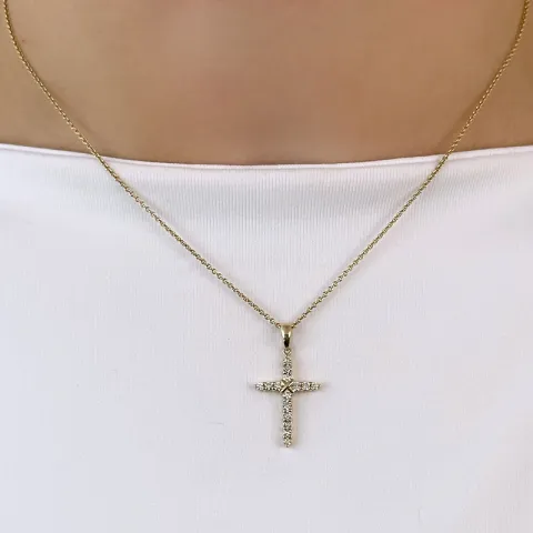 kors diamant vedhæng i 14 karat guld 0,33 ct