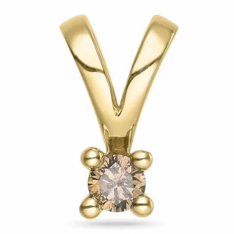 0,15 ct mørkebrun diamant solitairevedhæng i 14 karat guld 0,15 ct