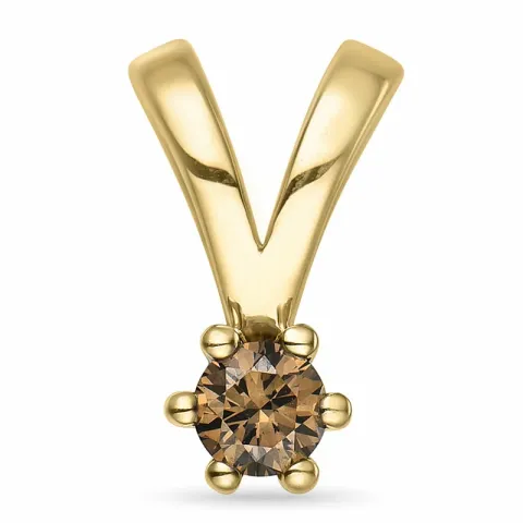 0,15 ct mørkebrun diamant solitairevedhæng i 14 karat guld 0,15 ct