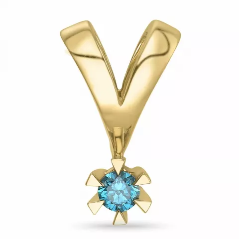 0,09 ct blå behandlet naturlig diamant solitairevedhæng i 14 karat guld 0,09 ct