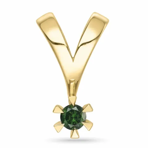 0,09 ct grøn behandlet naturlig diamant solitairevedhæng i 14 karat guld 0,09 ct