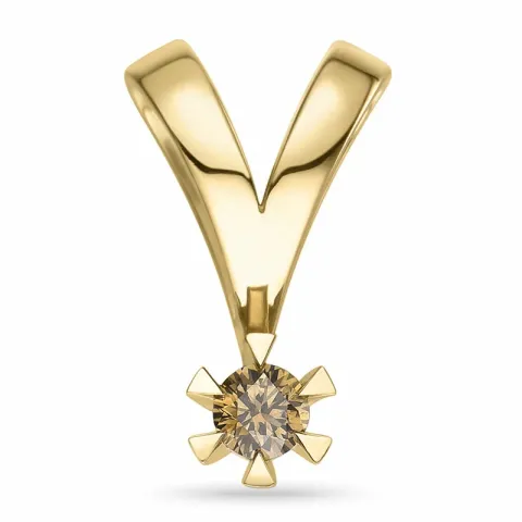 0,10 ct mørkebrun diamant solitairevedhæng i 14 karat guld 0,10 ct