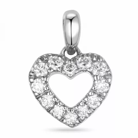hjerte diamantvedhæng i 14 karat hvidguld 0,206 ct