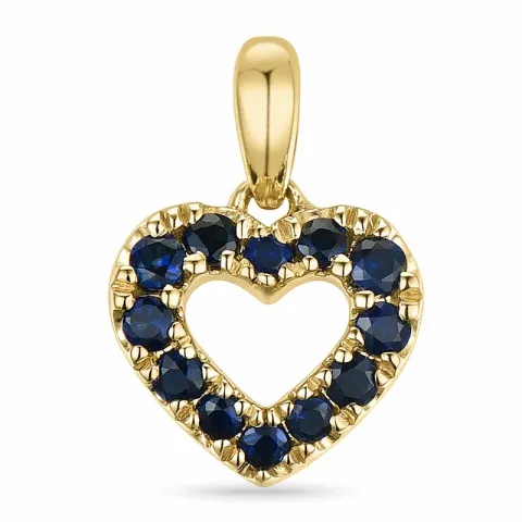 hjerte safir vedhæng i 14 karat guld 0,296 ct