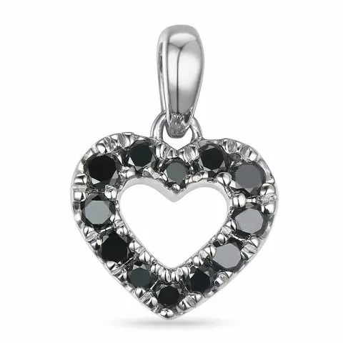 hjerte sort diamant vedhæng i 14 karat hvidguld 0,206 ct