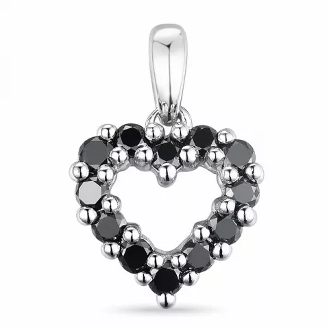 hjerte sort diamant vedhæng i 14 karat hvidguld 0,264 ct