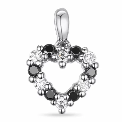 hjerte sort diamant diamantvedhæng i 14 karat hvidguld 0,132 ct 0,132 ct