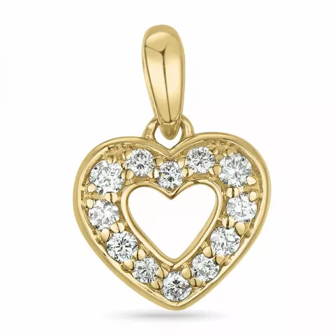 hjerte diamantvedhæng i 14 karat guld 0,149 ct