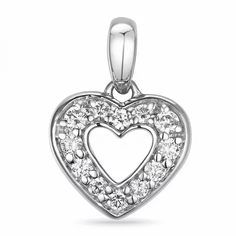 hjerte diamantvedhæng i 14 karat hvidguld 0,149 ct
