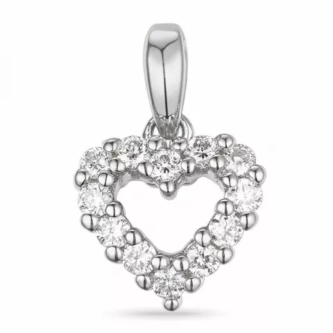 hjerte diamantvedhæng i 14 karat hvidguld 0,18 ct