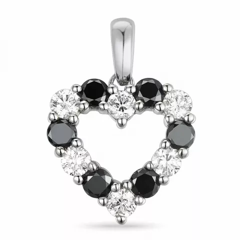 hjerte sort diamant diamantvedhæng i 14 karat hvidguld 0,48 ct 0,48 ct