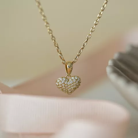 hjerte diamant vedhæng i 14 karat guld 0,288 ct