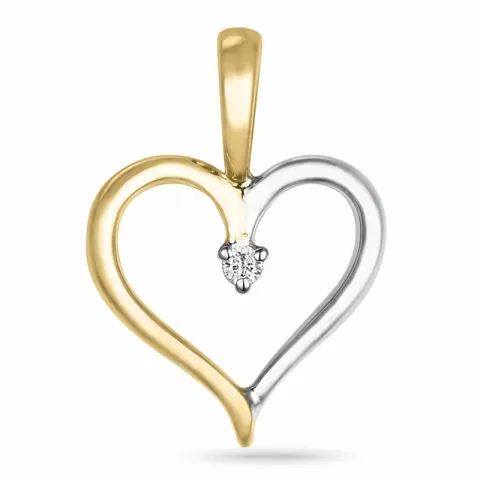 hjerte diamant vedhæng i 14 karat guld.- og hvidguld 0,008 ct