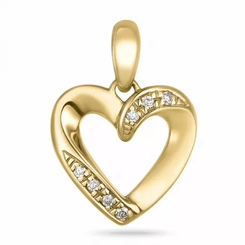 hjerte diamant vedhæng i 14 karat guld 0,054 ct