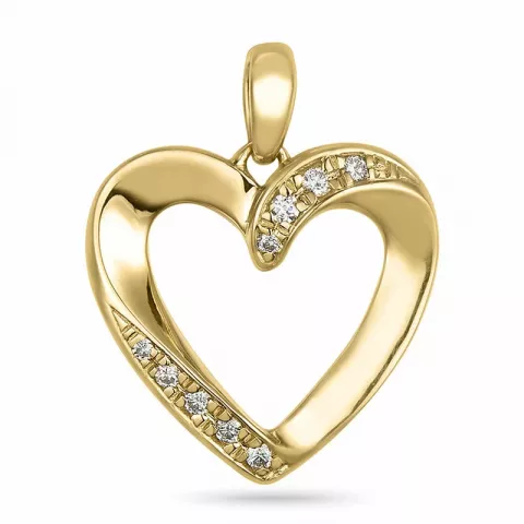 hjerte diamant vedhæng i 14 karat guld 0,064 ct