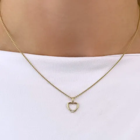 hjerte diamant vedhæng i 14 karat guld 0,013 ct