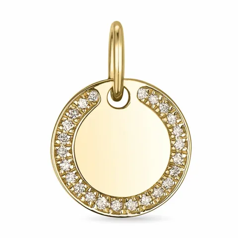 plade diamant vedhæng i 14 karat guld 0,10 ct