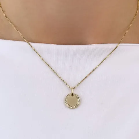 plade diamant vedhæng i 14 karat guld 0,10 ct