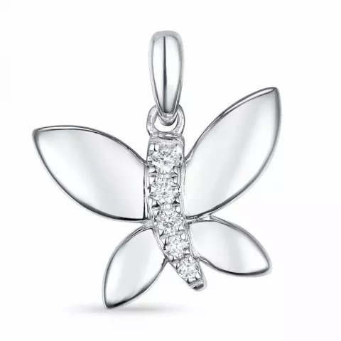 sommerfugle diamant vedhæng i 14 karat hvidguld 0,052 ct