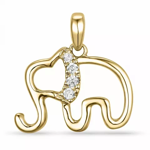 elefant diamant vedhæng i 14 karat guld 0,04 ct