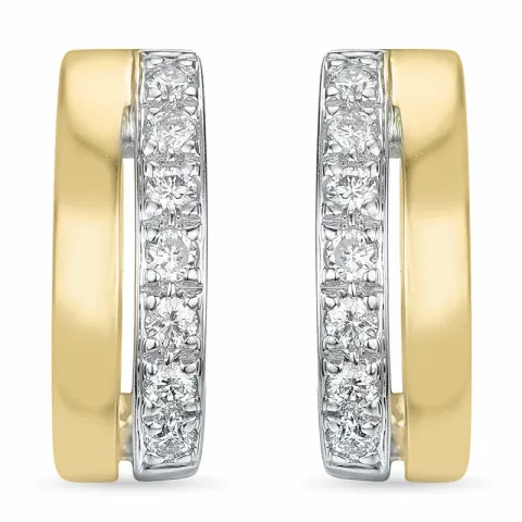 firkantet diamant øreringe i 14 karat guld og hvidguld med diamant 