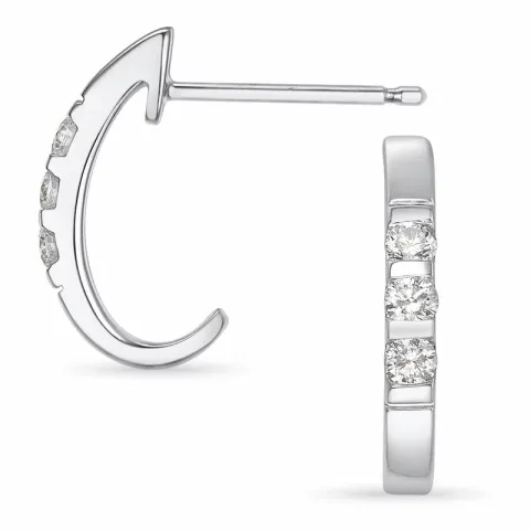 diamant halvcreoler i 14 karat hvidguld med diamant 