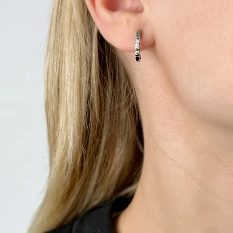 diamant halvcreoler i 14 karat hvidguld med diamant 