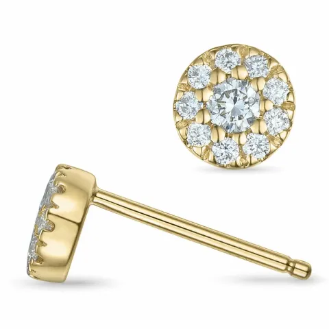 runde diamant ørestikker i 14 karat guld med diamant